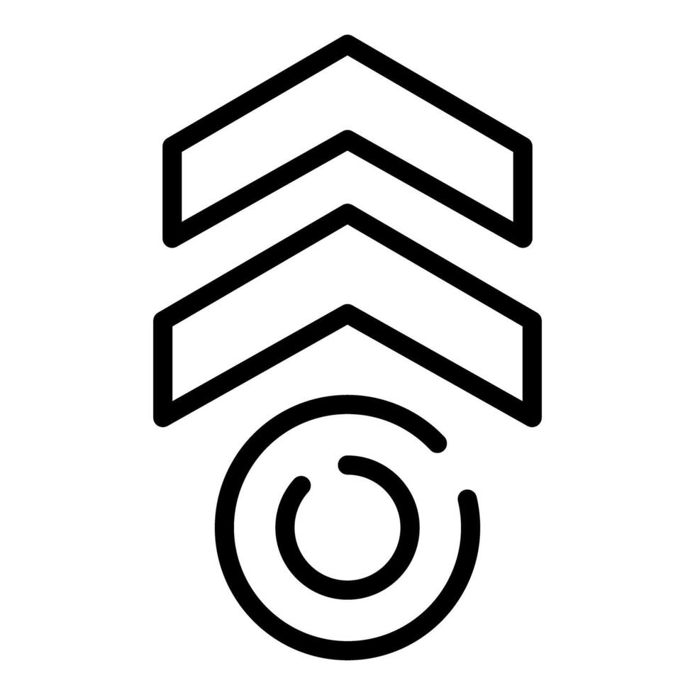 Uploading icon showing three upward arrows and loading circle vector