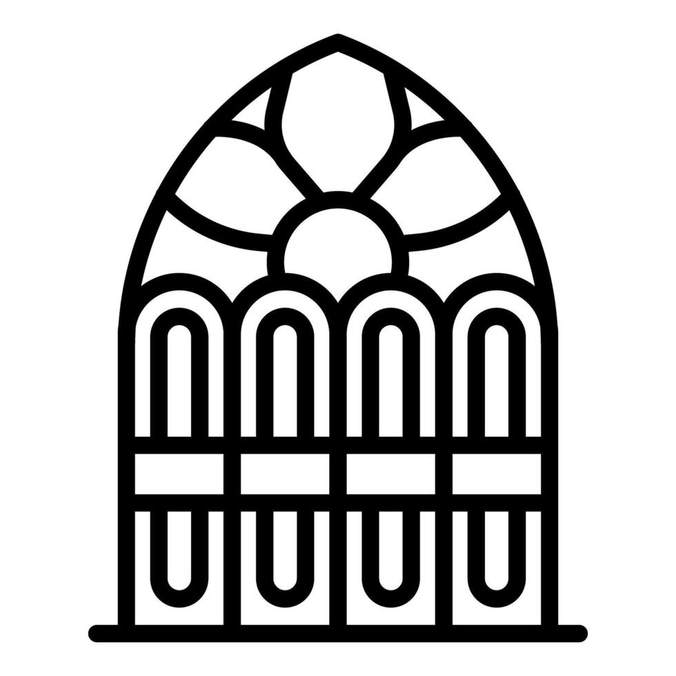 Arched church window showing floral pattern design vector