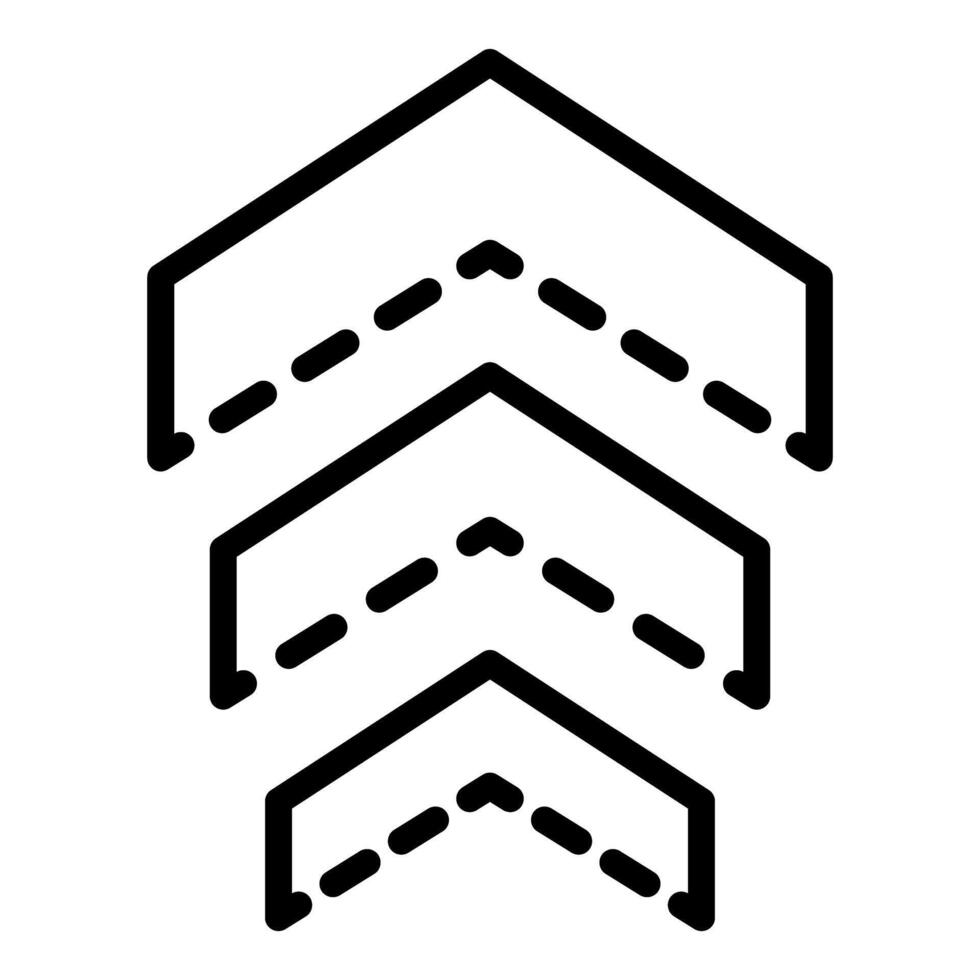Three ascending arrows with dotted lines symbolizing growth and progress vector