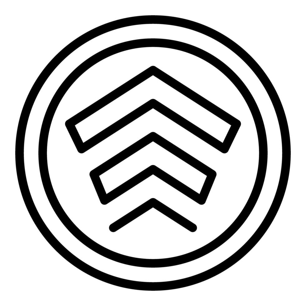 Triple up arrow in circle showing upward trend vector