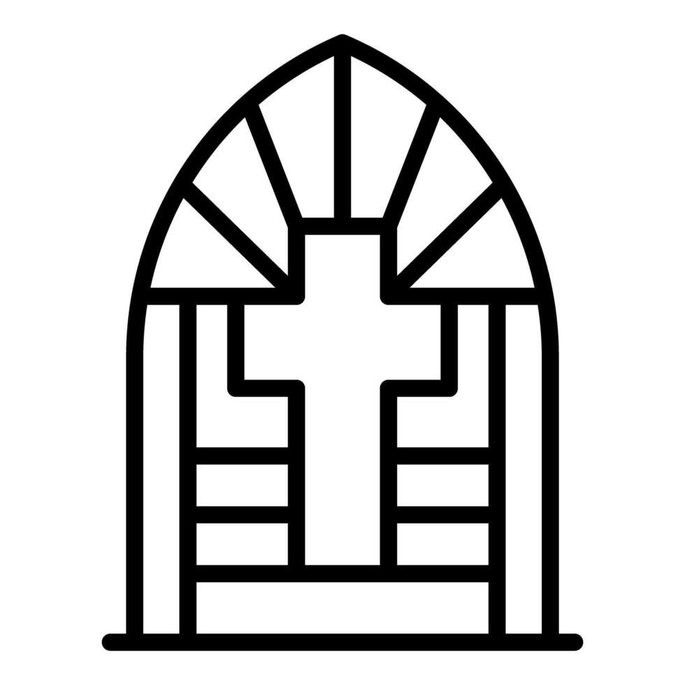 Arched church window showing a cross, symbol of christianity vector