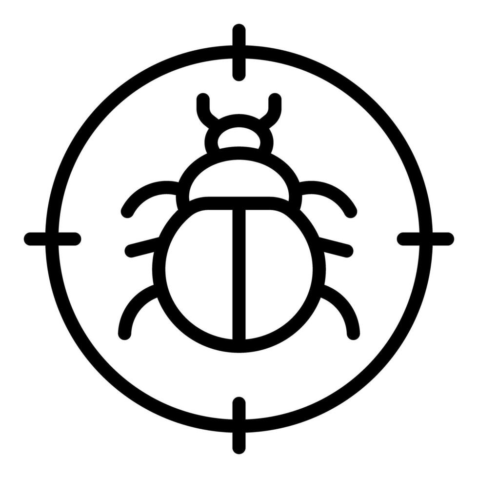 Crosshair targeting bug illustrating debugging process vector