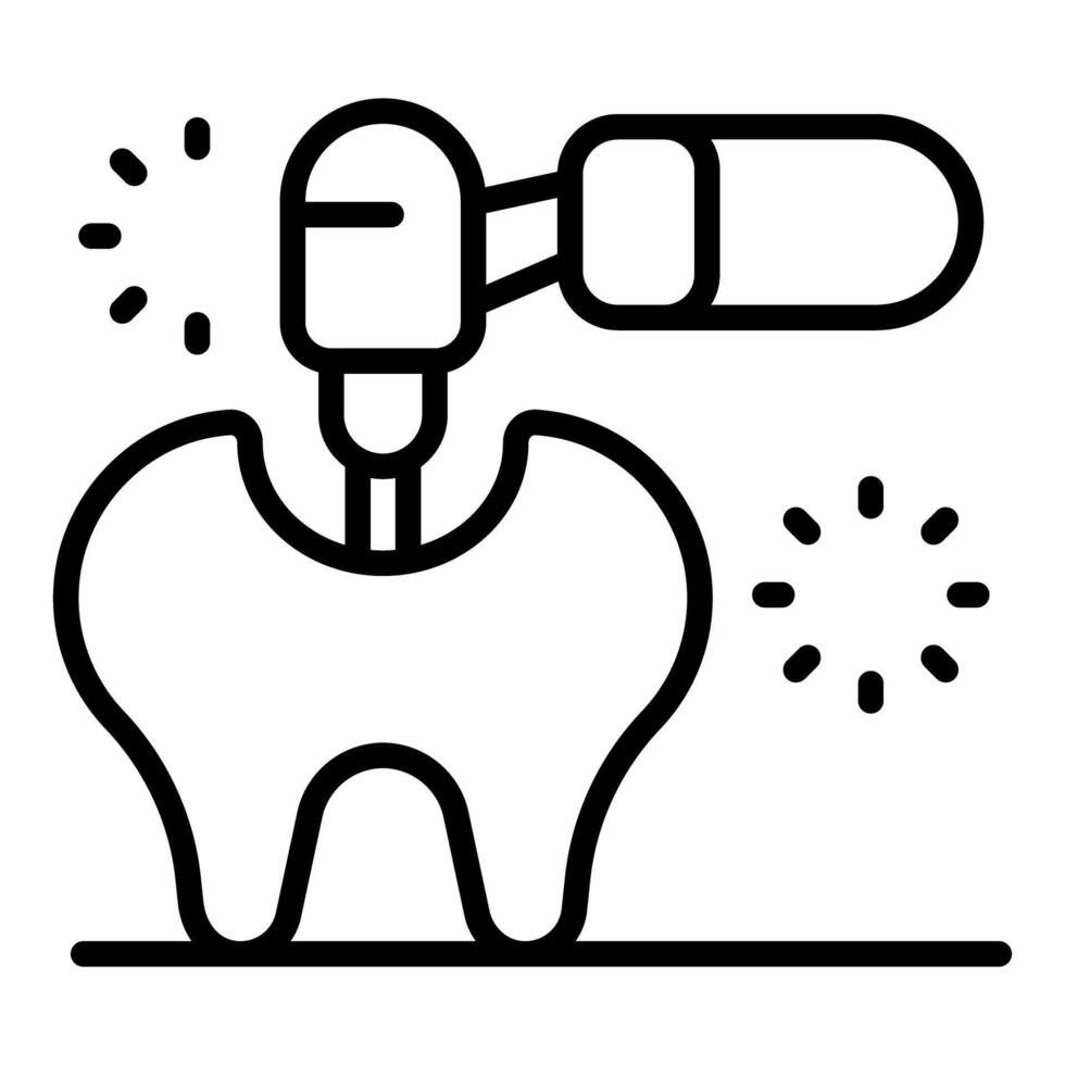 Dentist using drill fixing decayed tooth icon representing dental treatment vector