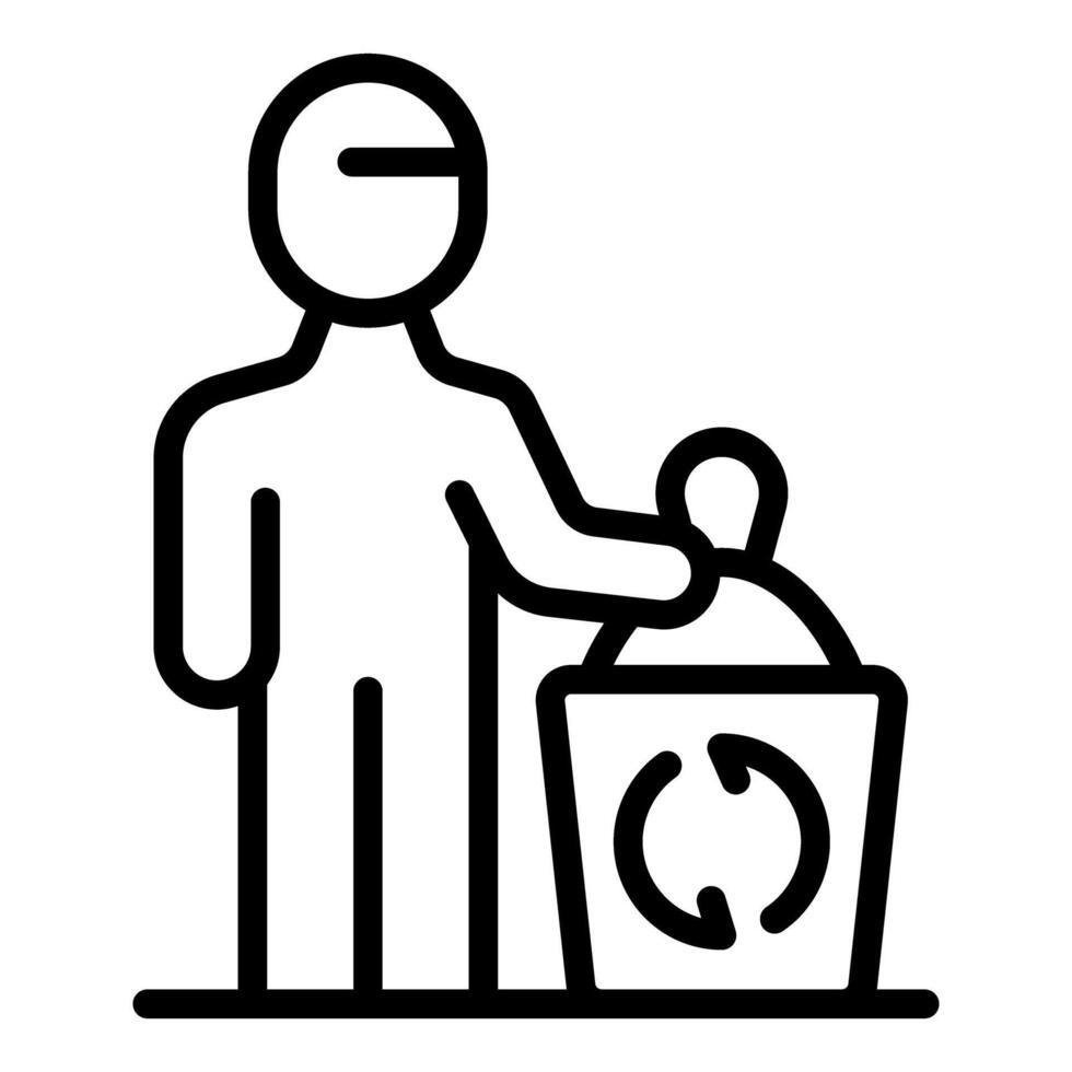 Person throwing garbage in recycling bin, promoting environmental sustainability vector