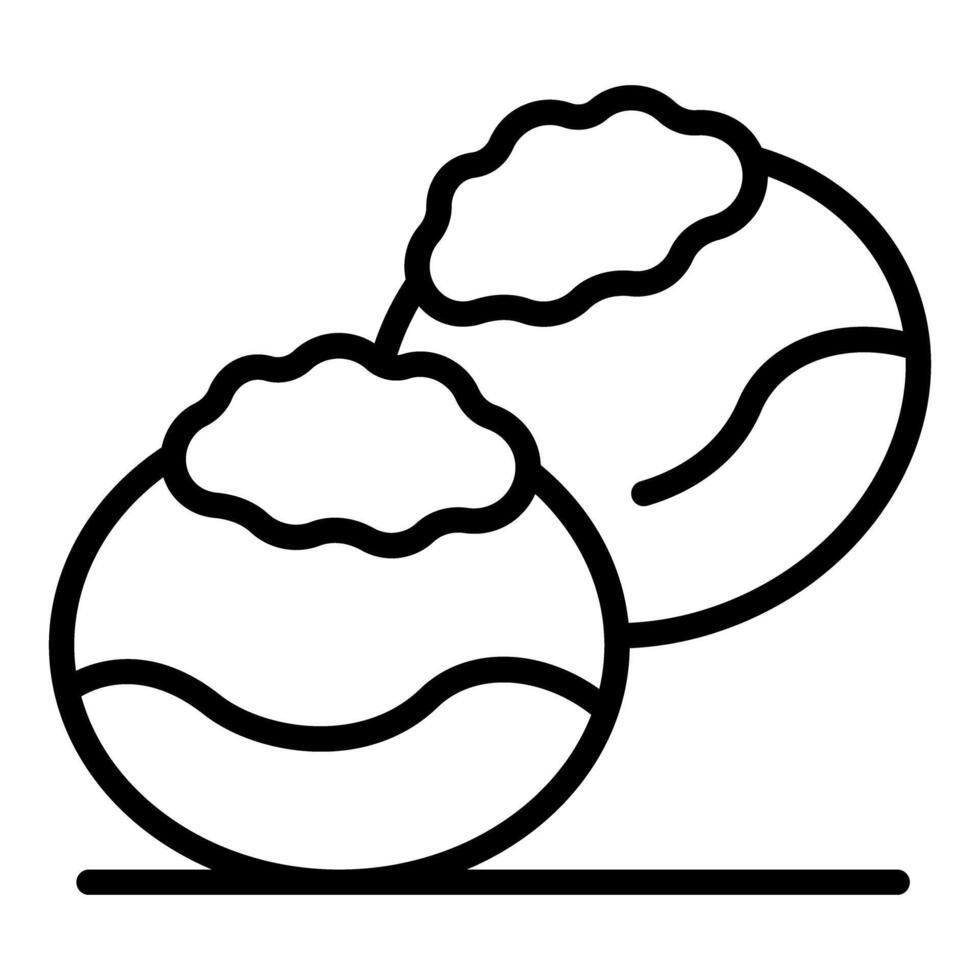 Two brazilian brigadeiros, traditional chocolate bonbons covered in sprinkles, resting on a surface vector