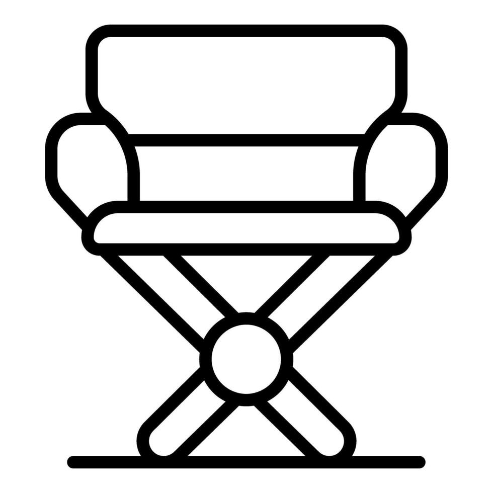 Folding camping chair standing on flat ground, minimalist icon vector