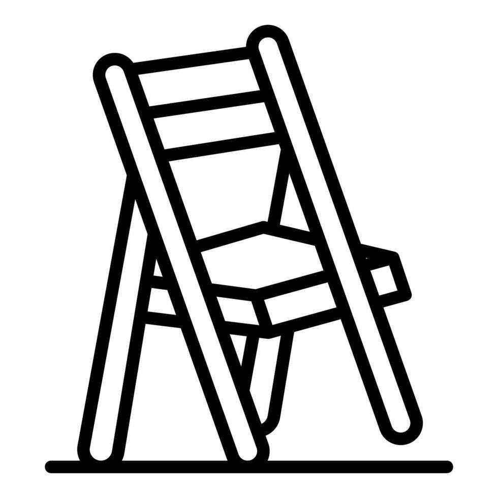 Folding chair icon, outline style, wooden folding chair standing on the floor vector