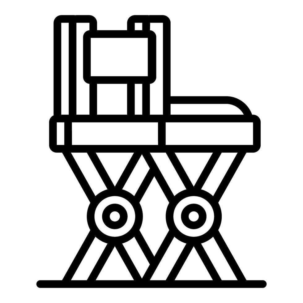 A black and white drawing of a chair with a table on top vector
