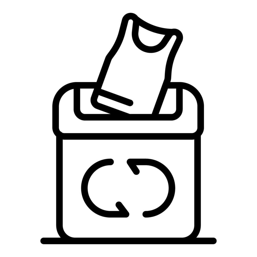 Tank top being thrown into clothing recycling bin for sustainable fashion vector