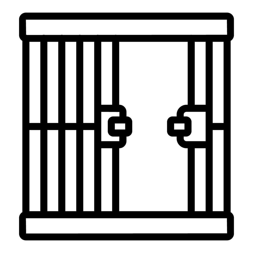 Closed jail cell door with metal bars, depicting imprisonment and confinement vector