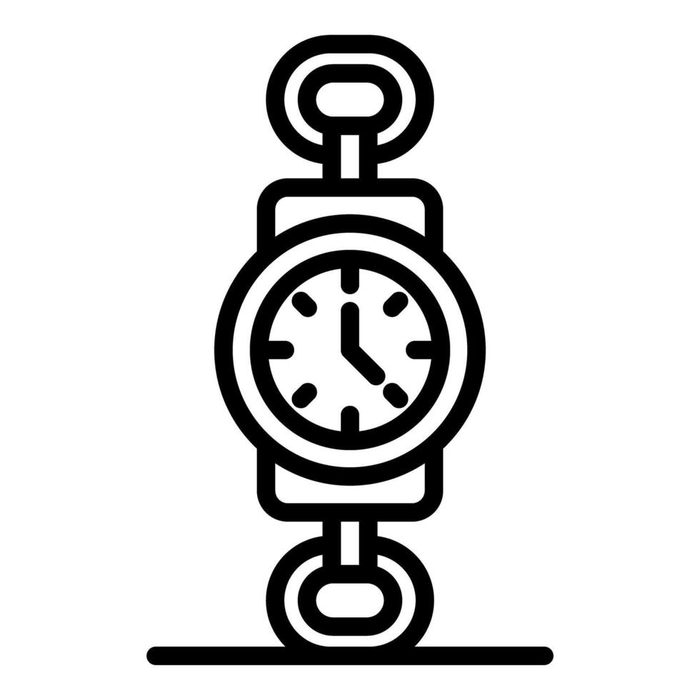 Hanging clock showing time passing measuring instrument icon vector