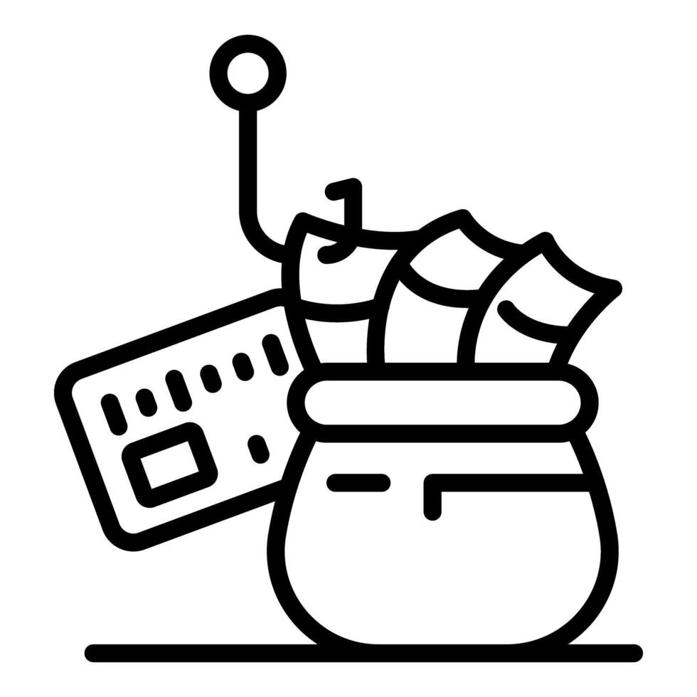 Phishing stealing money from credit card using hook and bag vector