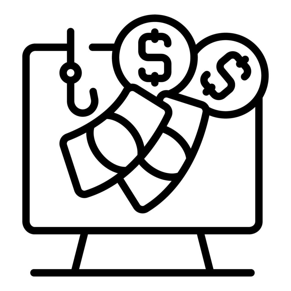 Phishing stealing money from computer with dollar sign as bait vector