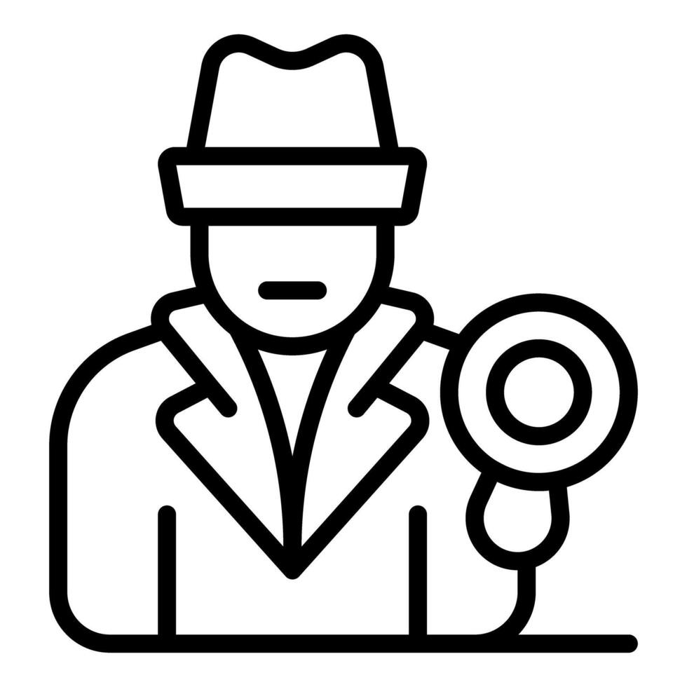 Spy holding magnifying glass investigating crime scene vector