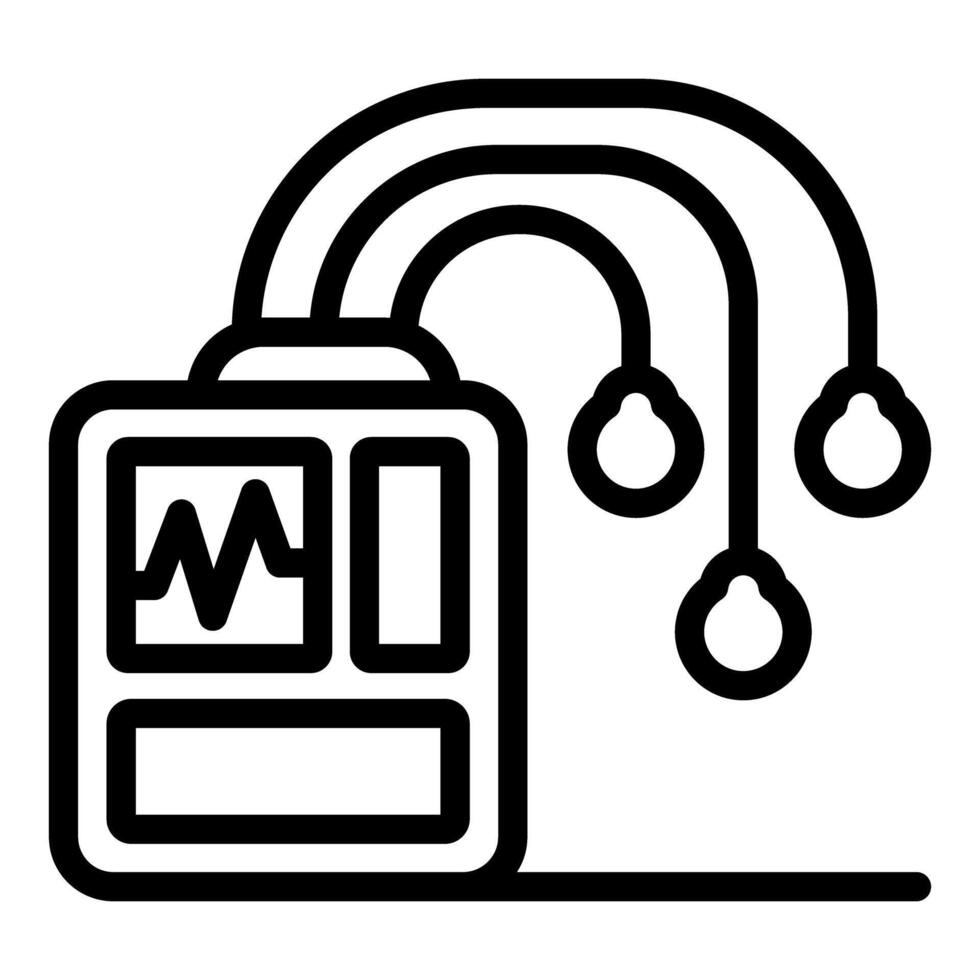 Electrocardiogram device measuring heart rate with sensors, healthcare technology icon vector