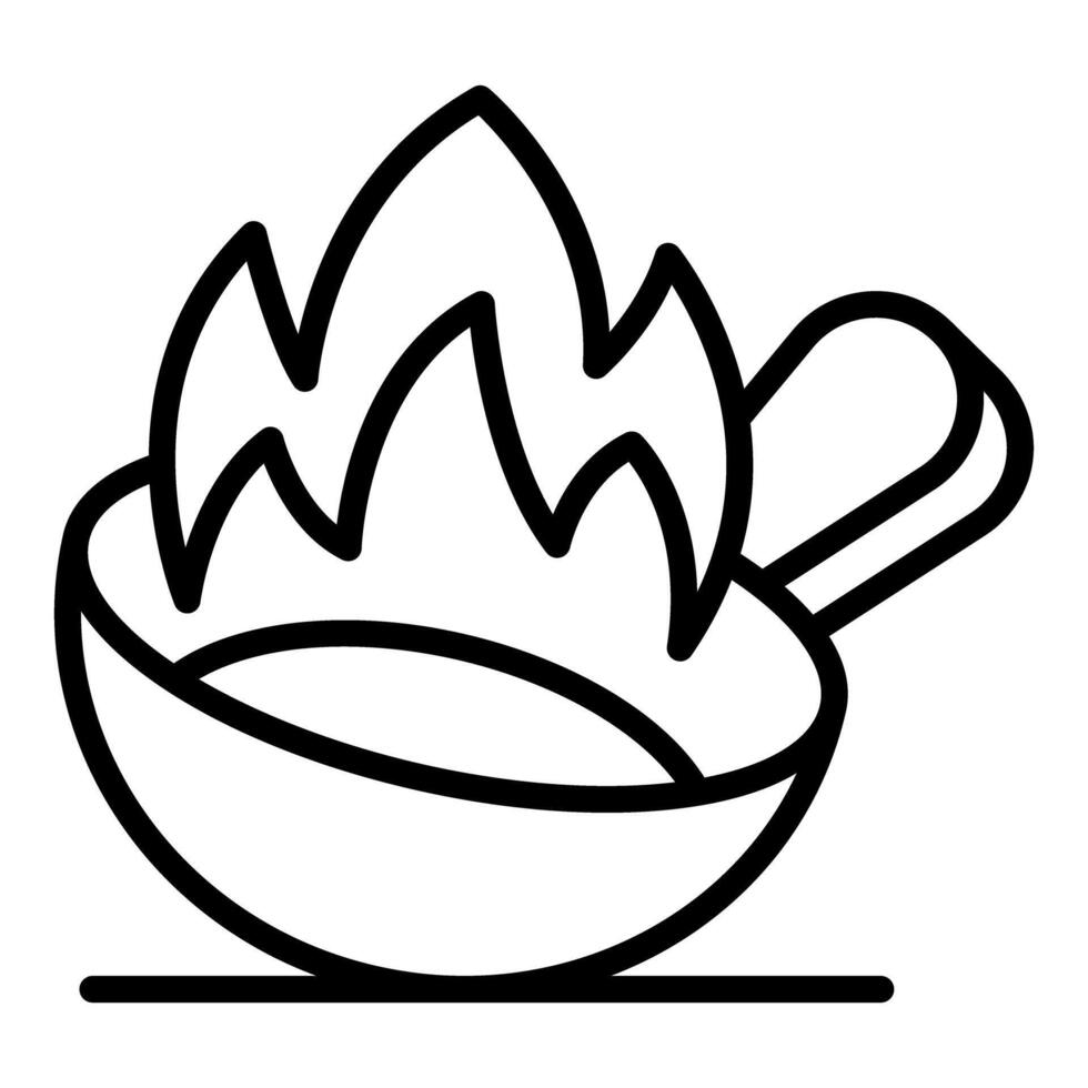 Wok burning with high flames cooking food icon vector