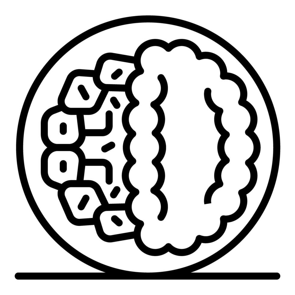 Rice ball with salmon and sesame seeds representing japanese cuisine icon vector