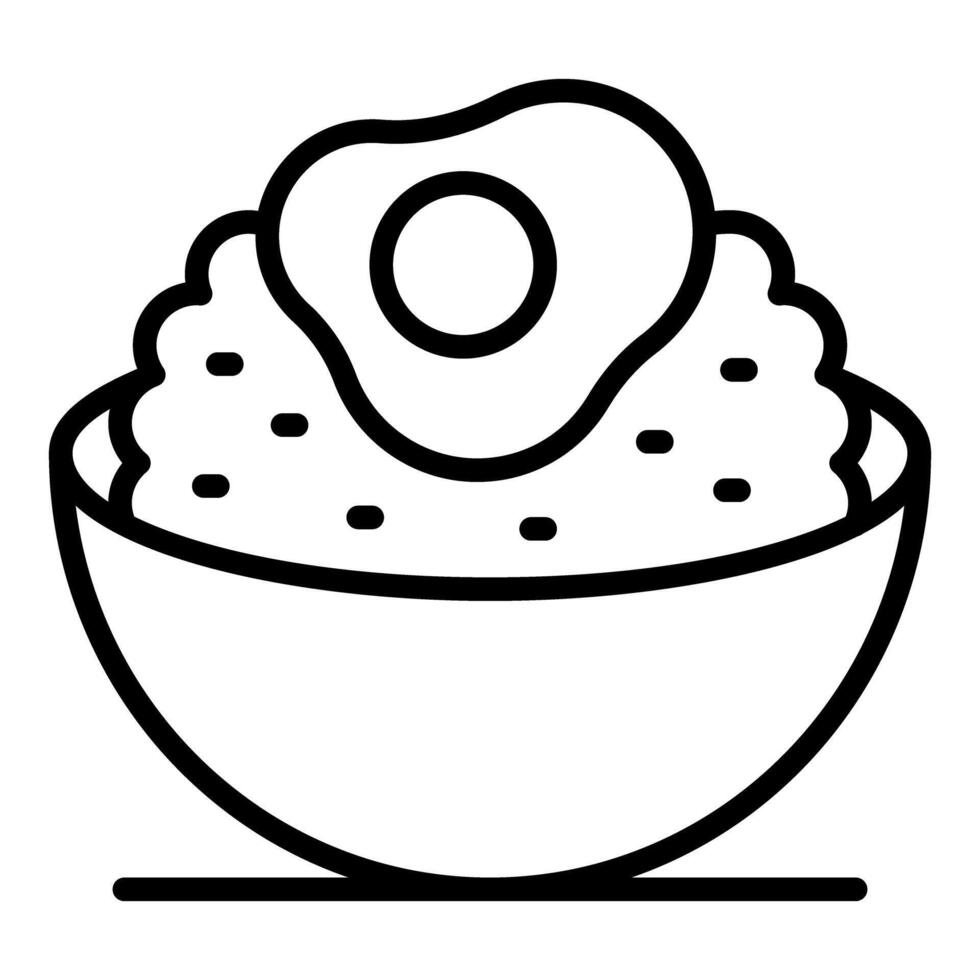 Delicious fried egg resting on a bowl of rice for a hearty meal vector