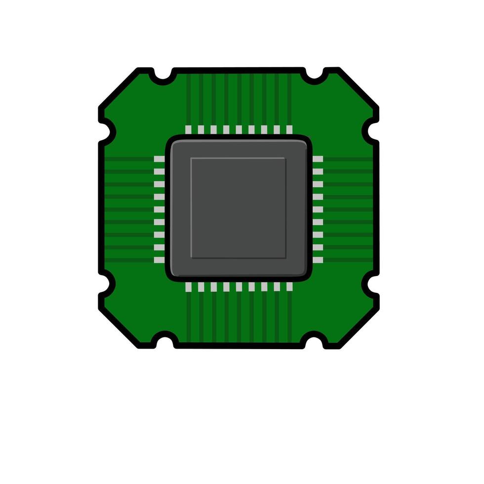 Green Computer Chip Processor Icon vector
