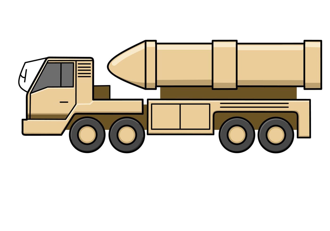 Military Ballistic Missile Transport Truck with Destructive Weapon vector