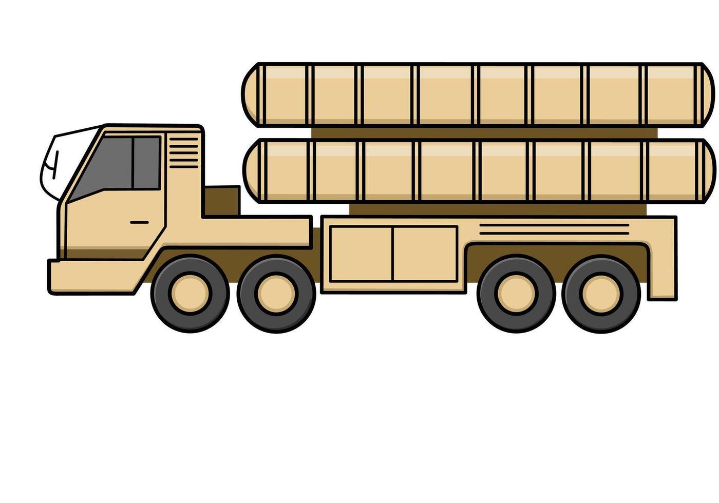 Military Missile Launcher Truck Transporting Powerful Rocket Ordnance vector