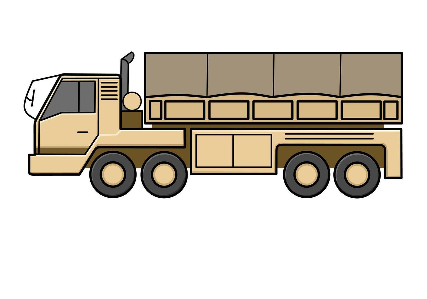 Army Cargo Truck Ready for Deployment with Covered Load vector