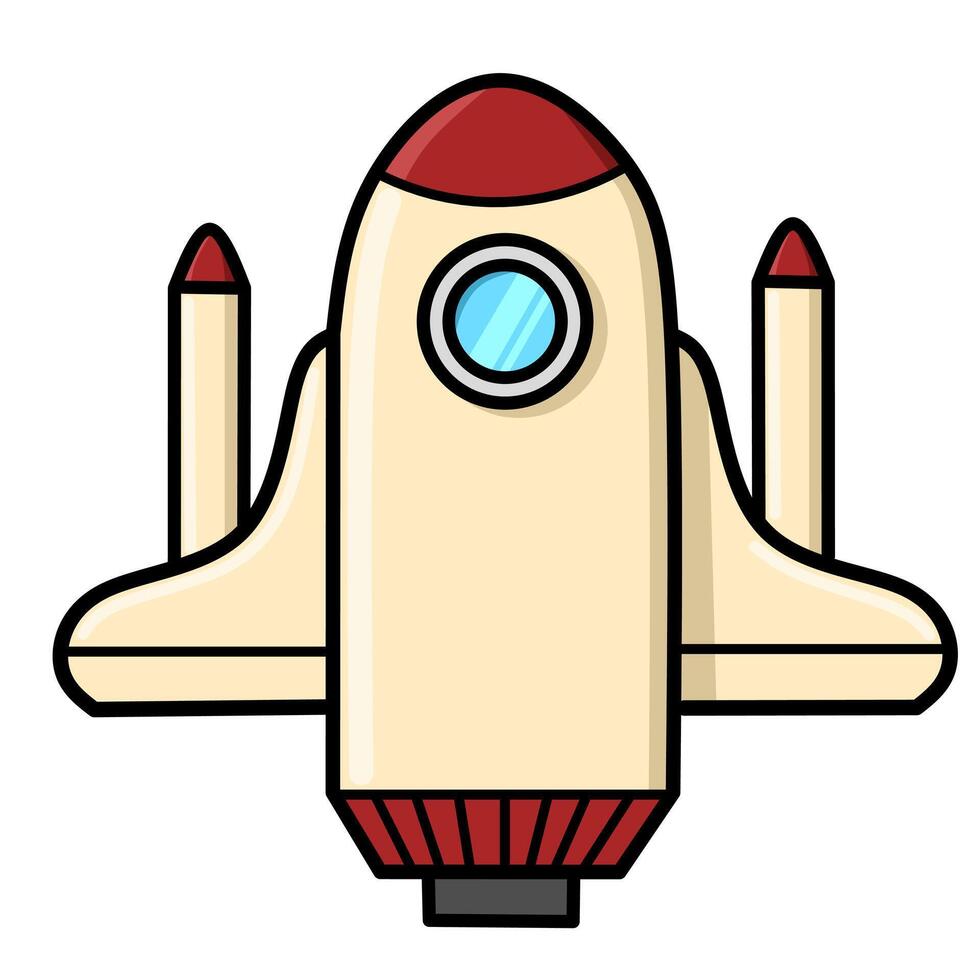 Cartoon Space Rocket Shuttle Ready for Interstellar Mission Launch vector