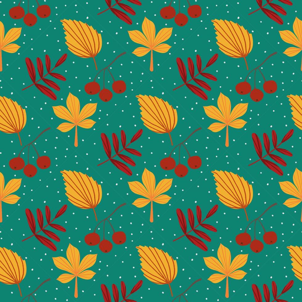 Seamless autumn pattern with leaves, botanical seamless pattern for fabric, textiles, clothing, wrapping paper, cover, banner, home decor vector