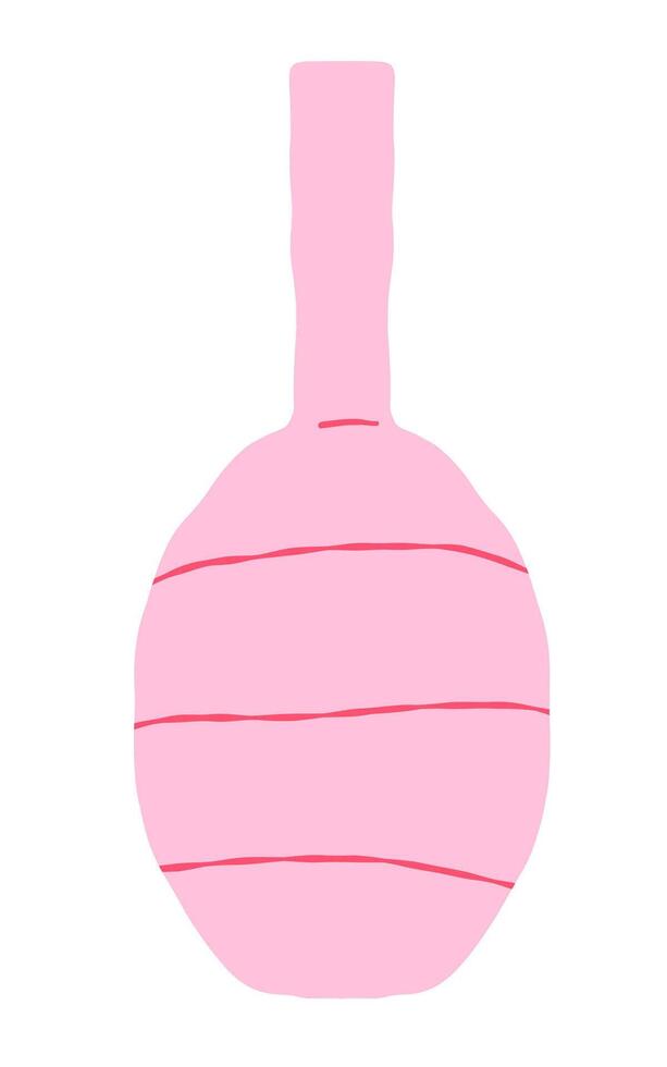 Hand drawn light pink vase. Doodle clay pottery illustration. Isolated illustration for home decor and design, greeting card, banner vector