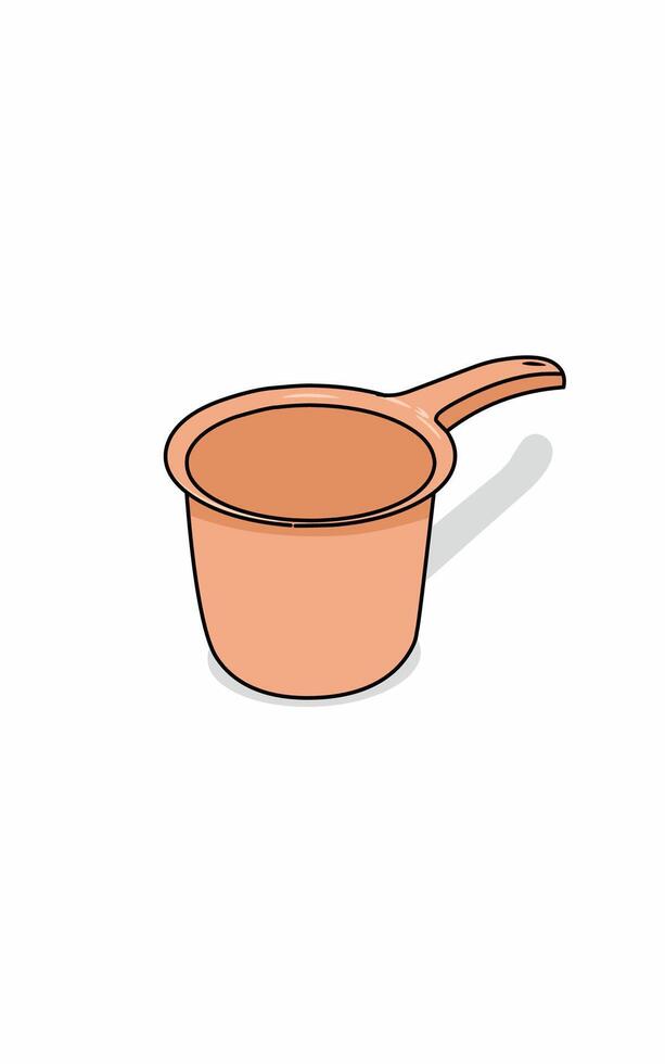 Orange colored bath ladle. Bath object Coloring page vector