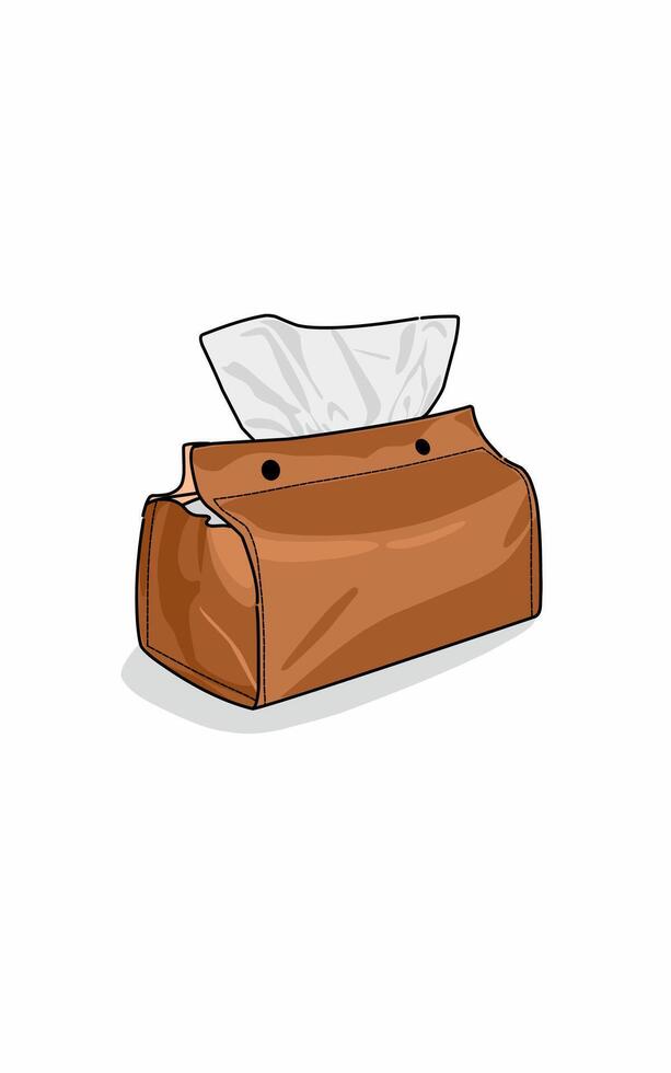 Brown leather tissue box issolated on white vector