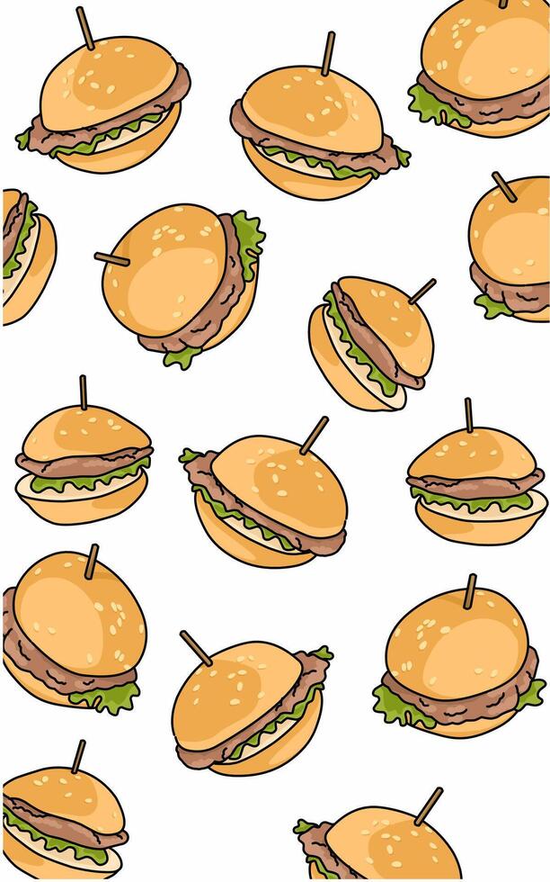 Mini burgers beef Lettuce pattern With a skewer vector