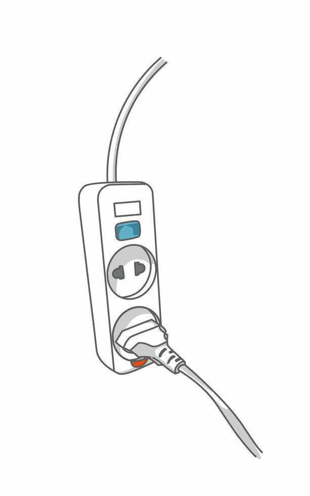 White 2-hole white socket with cable Connected vector