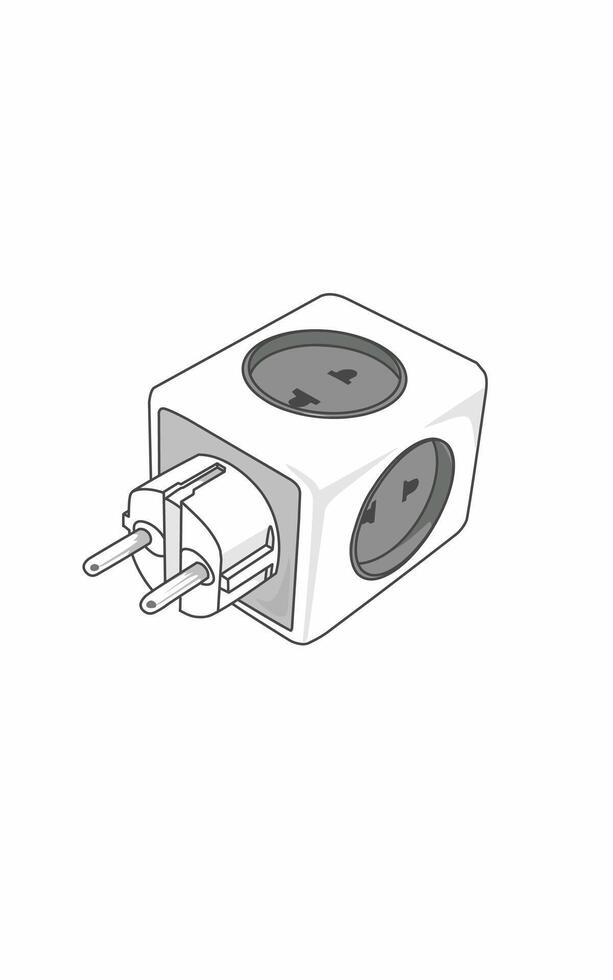 Square White 4-hole white socket issolated on white vector