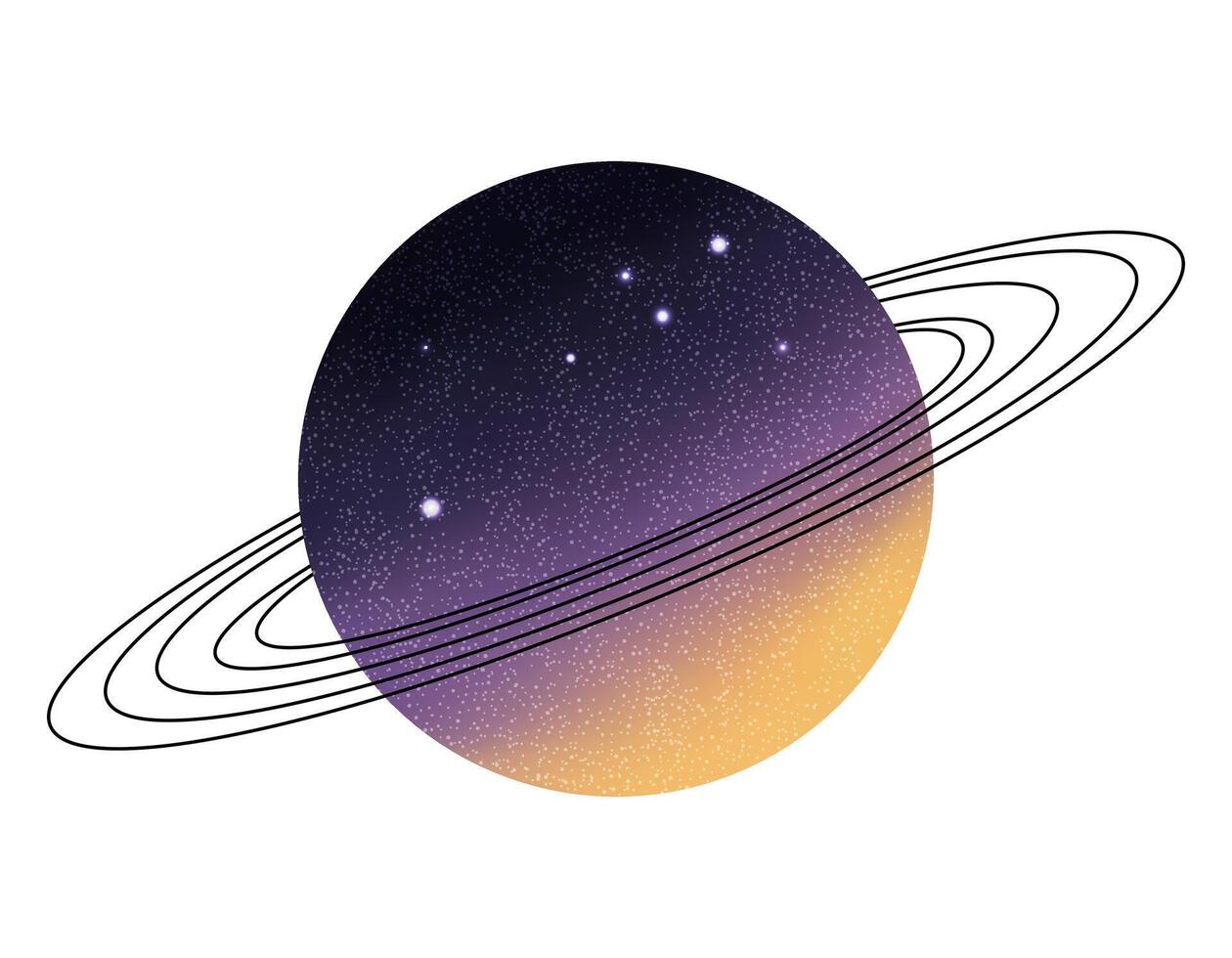 Textured space planet with purple and yellow color and rings for cosmic design projects vector