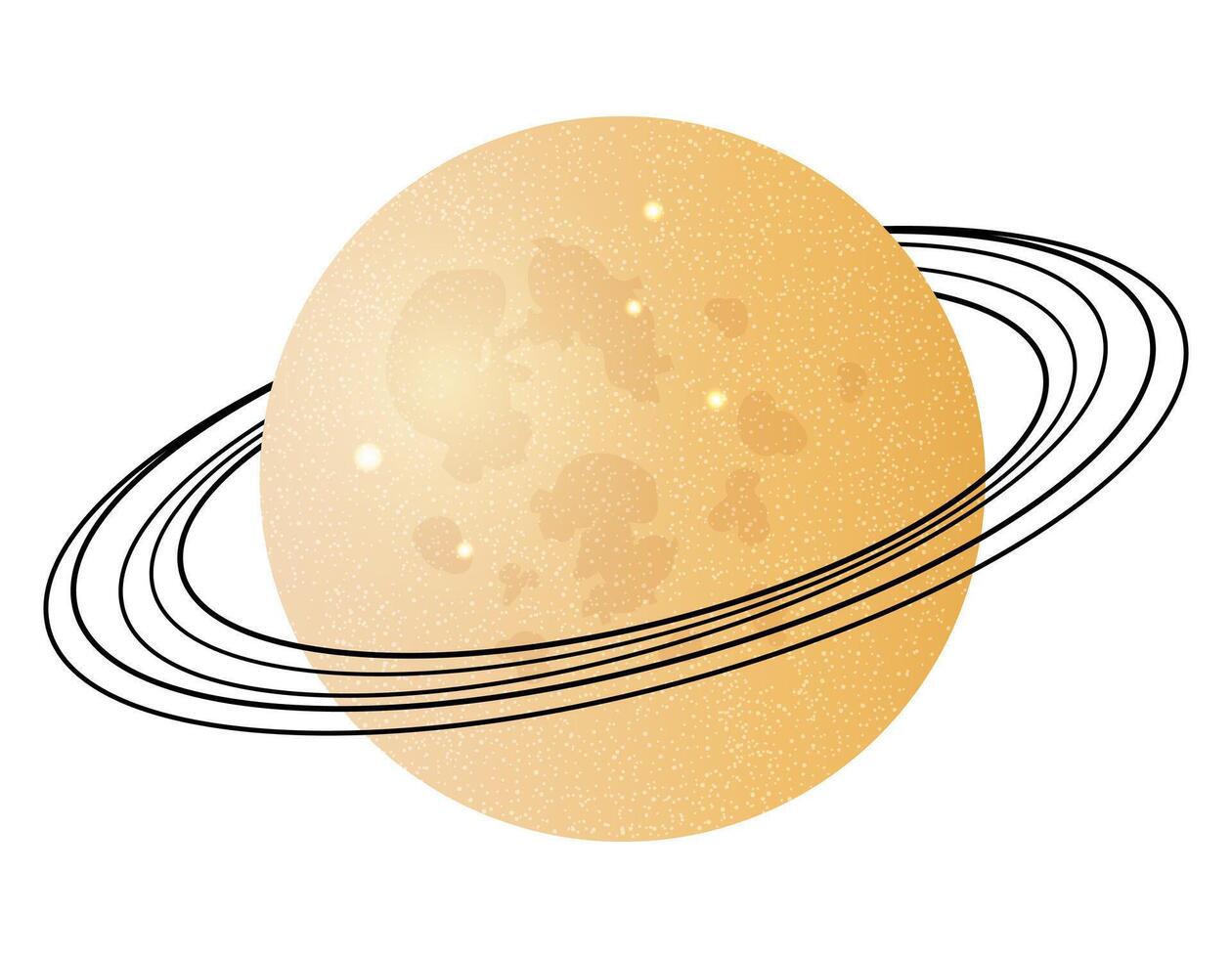 Textured space planet with yellow color and rings for cosmic design projects vector