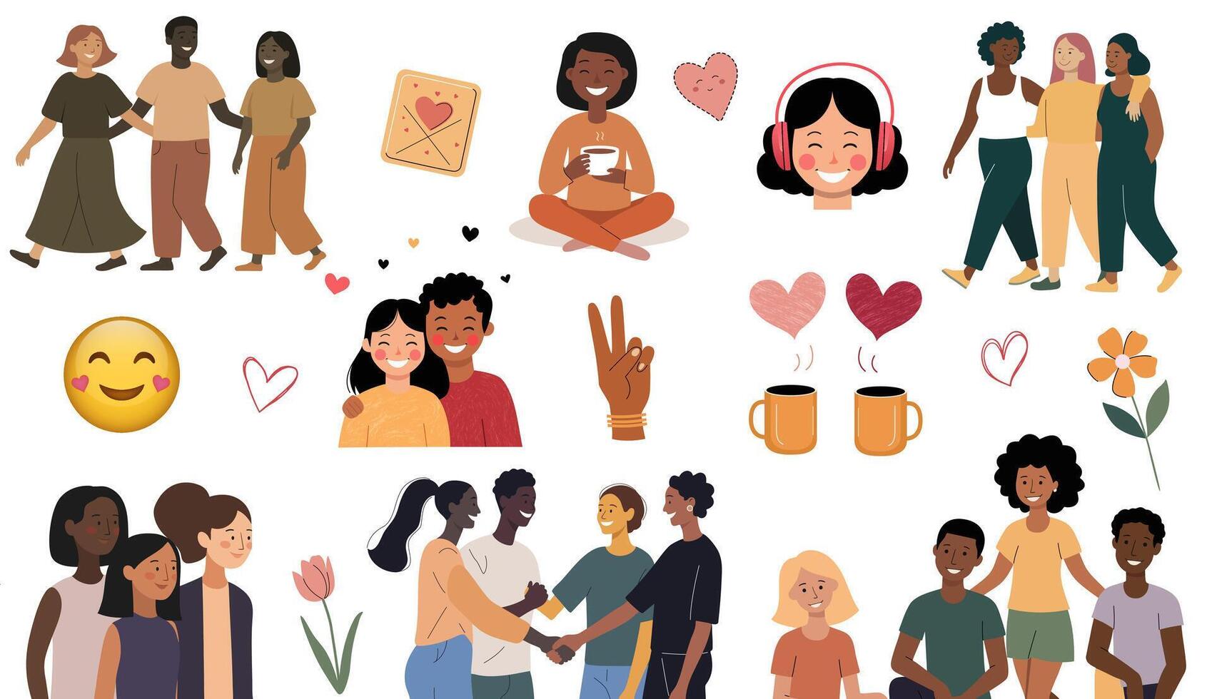 Illustration of friendship and connection vector
