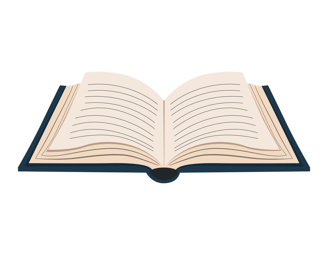 Open book in flat style. Soft and minimal illustration for reading, education or study themes. Simple design. vector