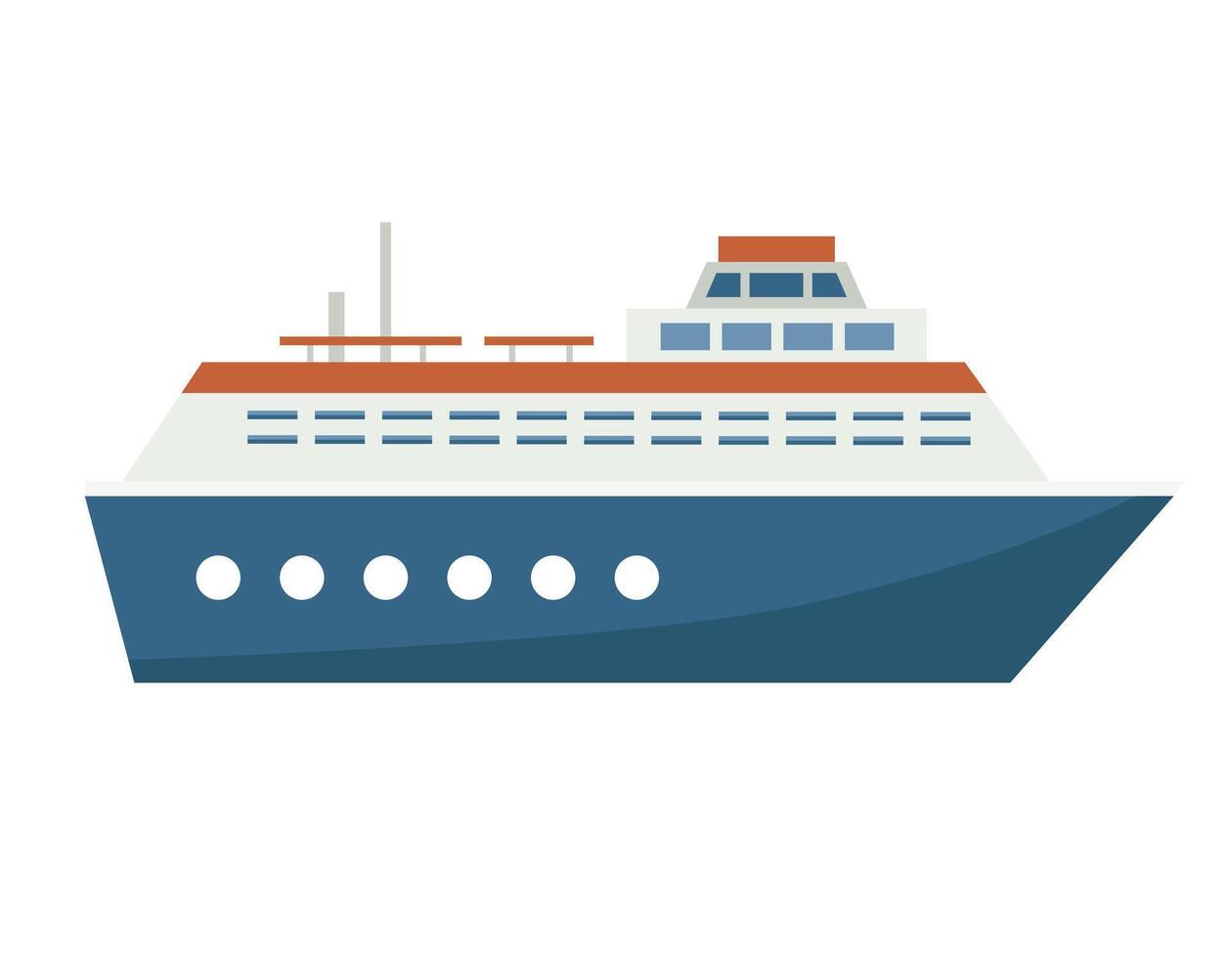 Flat illustration of cruise ship for travel and tourism design, vacation, adventure and sea themes vector