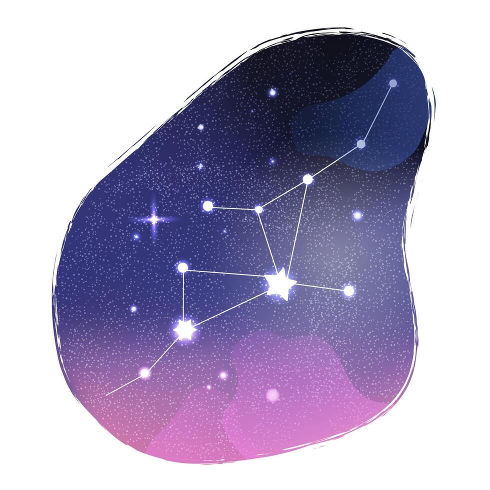 Hand drawn constellation over cosmic background in celestial graphic style with mystical aesthetic vector