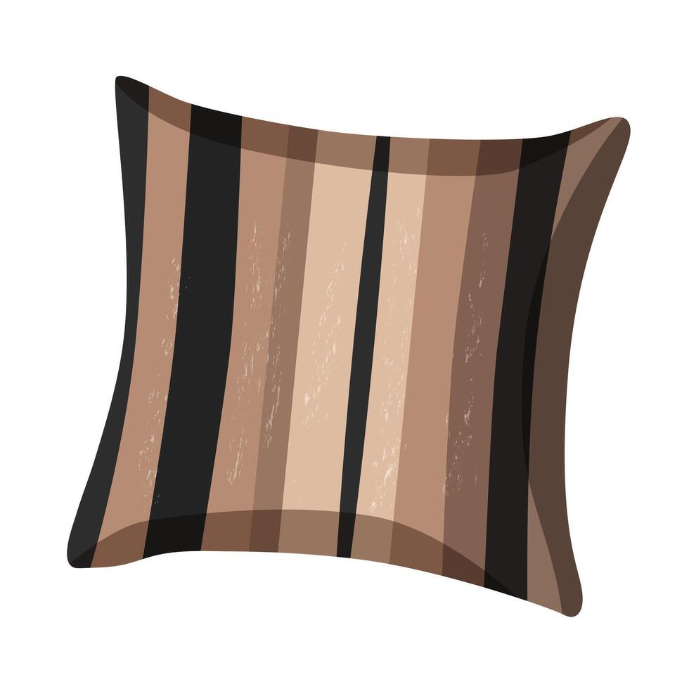 Pillow with stripes. Decorative cushion in flat style. Soft home accent for modern interior. vector