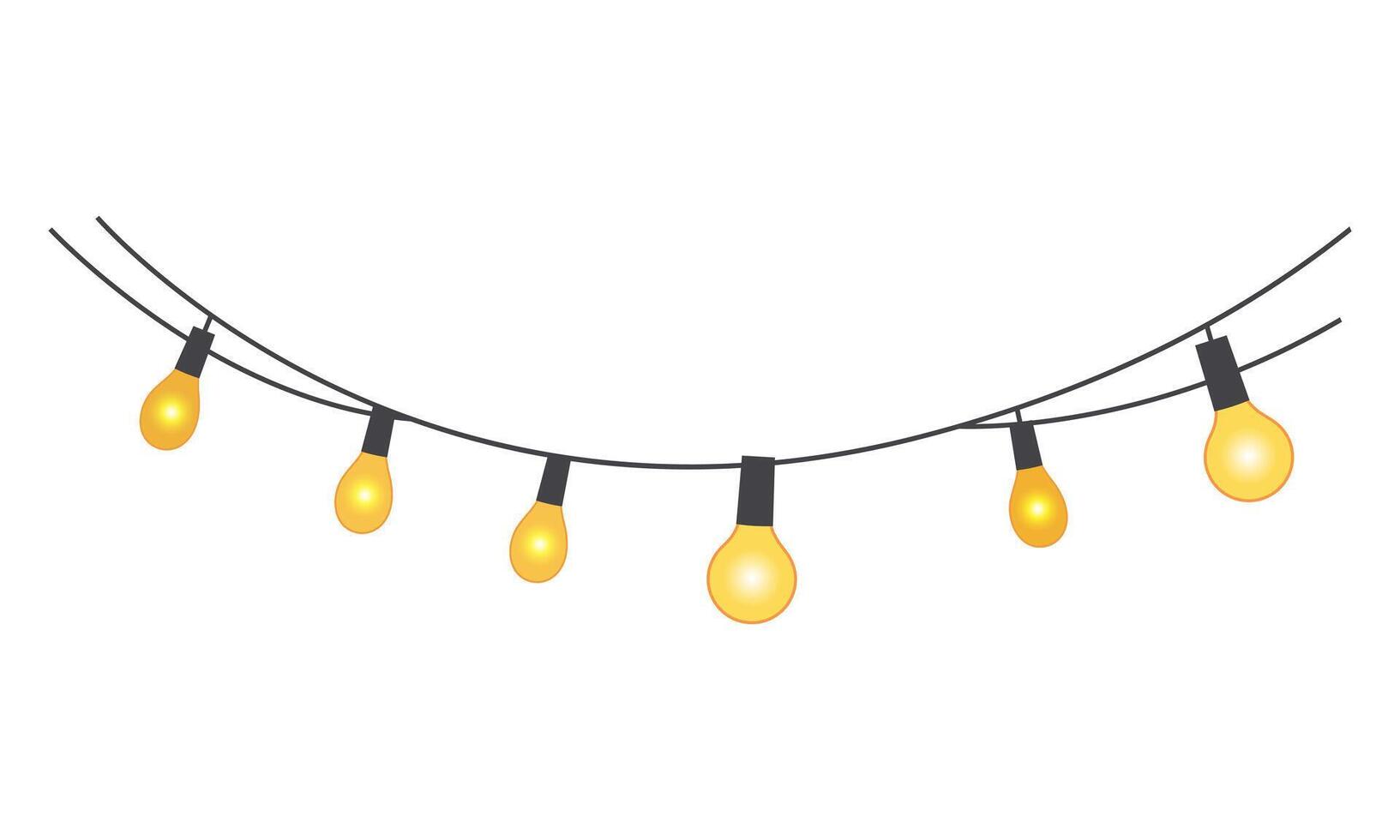 Decorative string lights garland. Cutel home decor. Cozy glowing lanterns for festive interior scenes. vector