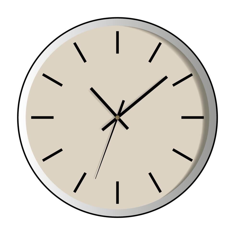 Wall clock in flat style. Pastel color home decor. Minimal round shape element for cozy interior. vector