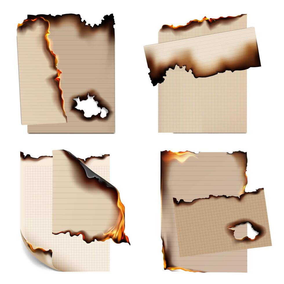 Burned paper Realistic Macrovector 2x2 vector