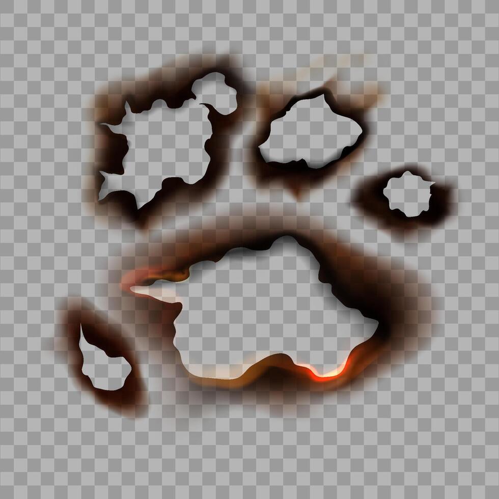 Burned paper spots composition collection vector