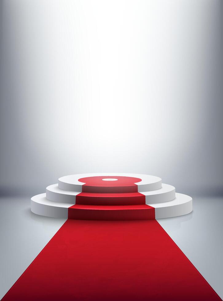 Red carpet leading to a podium vector