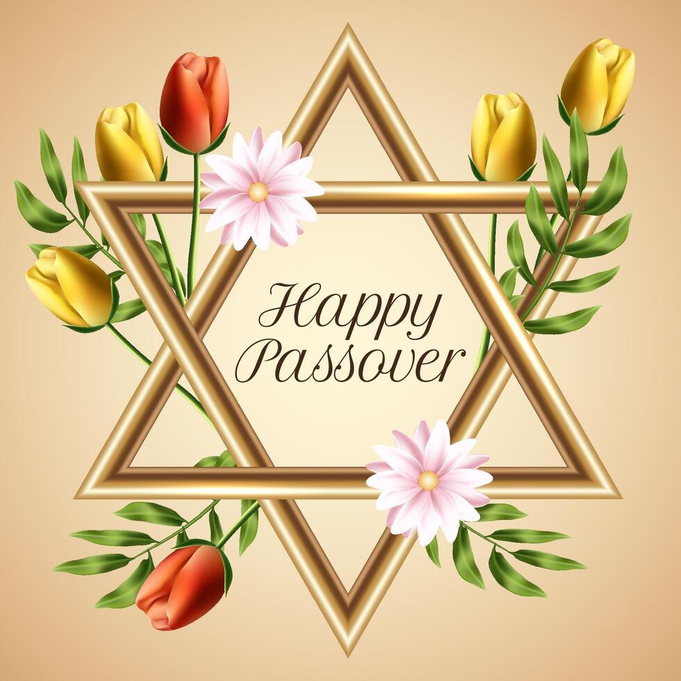 Realistic Happy Passover Composition with the Star of David vector