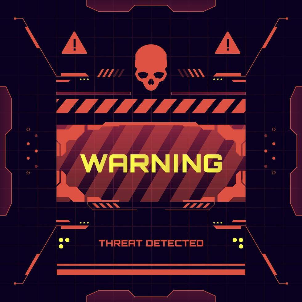 Red Code Warning Sign with Skull Background vector