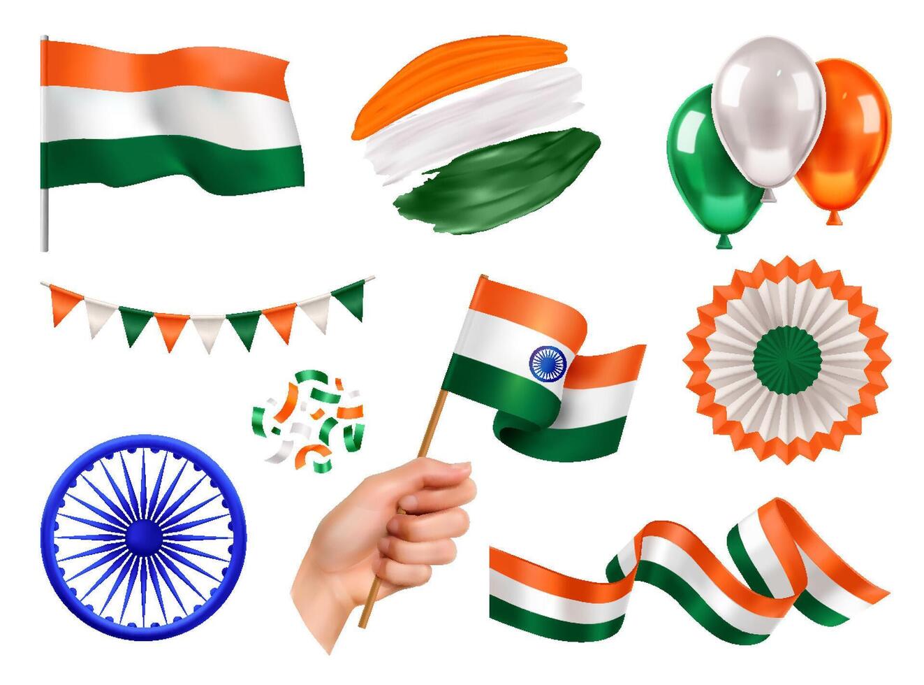 India Independence Day Celebration Original Set vector