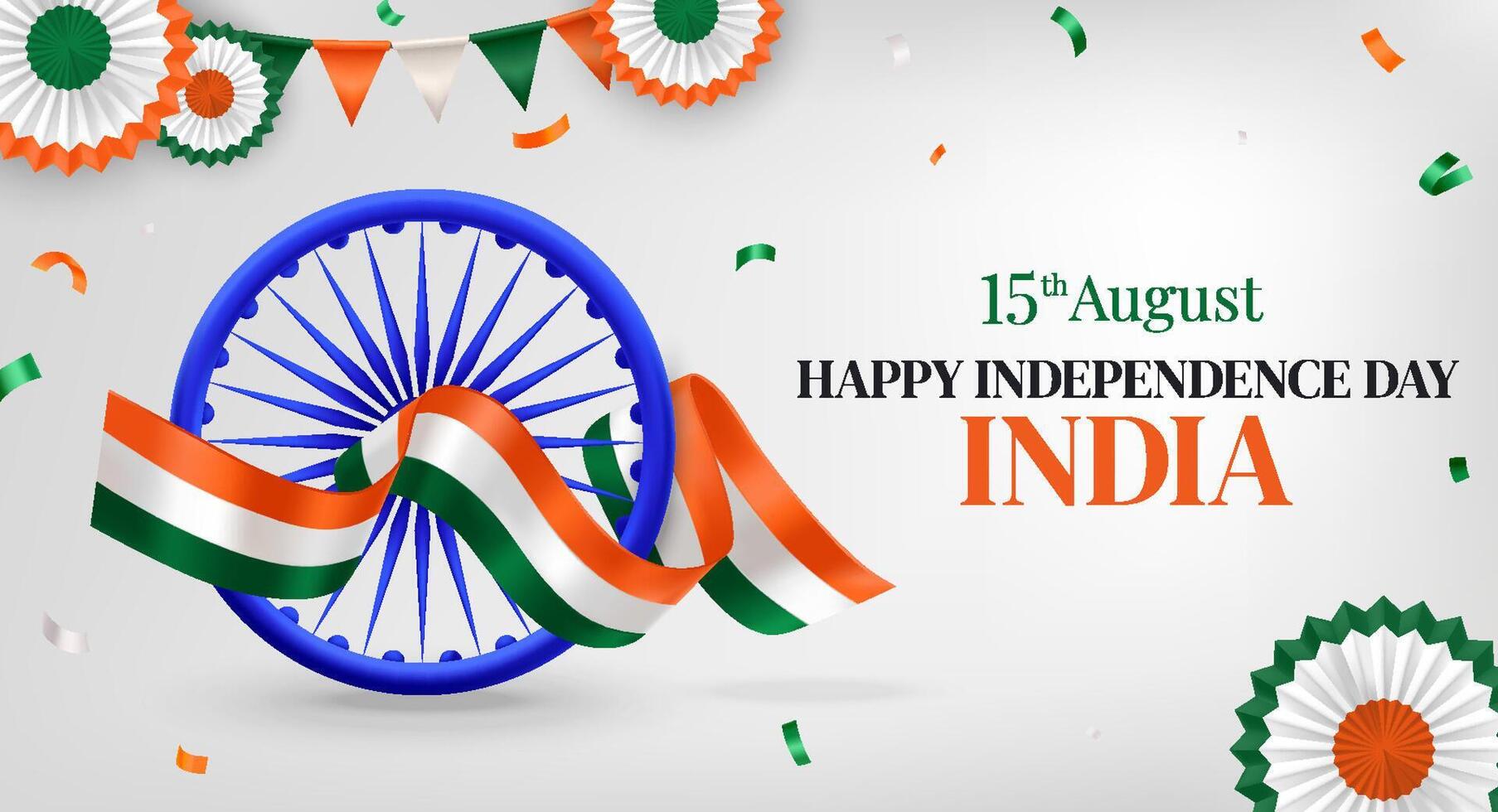 Happy India Independence Day Celebration with Flags Background vector